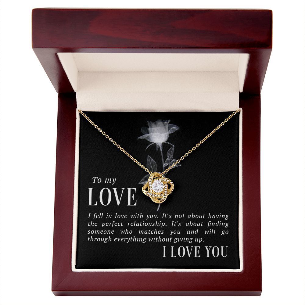 To My Love I Fell in Love Infinity Knot Necklace Message Card